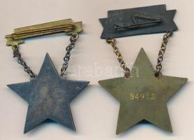 1953. "Sztahanovista" zománcozott fém kitüntetés + DN "Szakma Kiváló Dolgozója - Gépi...