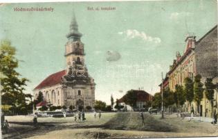 Hódmezővásárhely, Koncz palota, Erzsébet szemkórház, Református templom - 3 db régi képeslap