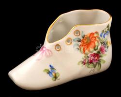 Herendi Viktória virág mintás cipő, kézzel festett, jelzett, hibátlan, h:10 cm, m:5 cm