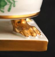 Herendi Apponyi mintás karmos váza, kézzel festett, jelzett, hibátlan, m:13 cm, d:14,5 cm