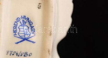 Herendi Viktória mintás porcelán leveles tál, kézzel festett, jelzett, hibátlan, 15x9x3 cm