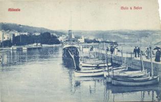 Abbázia, Abbazia, Opatija; móló, kikötő, gőzhajó, kiadja A. Dietrich / pier, port, steamship (b)