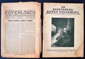 1922-28 Egyenlőség, A Magyar Zsidóság politikai hetilapja, 13 szórványszáma, különböző minőségben, 3...