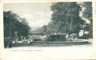 Napoli, Villa Nazionale, La fontana / street, fountain, Hotel du Sempione advertisement (b)