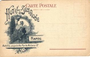 Napoli, Villa Nazionale, La fontana / street, fountain, Hotel du Sempione advertisement (b)