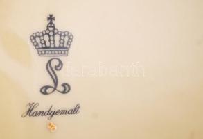 Lippelsdorf virágmintás asztali dísztál, kézzel festett, jelzett, hibátlan, 25x16x3,5 cm