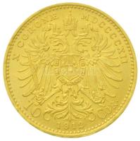Ausztria 1912. 10K Au "Ferenc József" utánveret (3.39g/0.900) T:1-,2 Austria 1912. 10 Coro...
