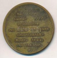 Franciaország ~1900. "V. Fülöp" peremén jelzett Br emlékérem "Francia Királyok soroza...