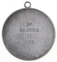 1935. "Magyar Ökölvívó Szövetség 1925 / Bp. Bajnokság II. 1935" jelzett Ag díjérem füllel ...
