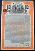 Amerikai Egyesült Államok / New York / Magyarország 1927. "Budapest Székesfőváros" 6%-kal kamatozó arany kötvény 1000$-ról szelvényekkel, bélyegzésekkel T:III tűnyom  USA / New York / Hungary 1927. "City of Budapest" 6% gold bond about 1000 Dollars with coupons and stamps C:F pinhole