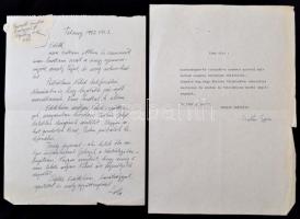 1983 Kézzel írt részvétnyilvánító levelek Vas Zoltán (1903-1983) kommunista politikus, író özvegyének olyan közismert személyektől, mint Nemes György, Hirschler Imre és Éva, Erdős György, Passuth Lászlóné, 4db