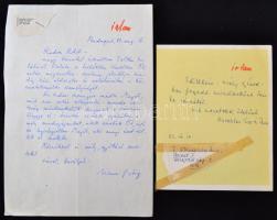 1983 Kézzel írt részvétnyilvánító levelek Vas Zoltán (1903-1983) kommunista politikus, író özvegyéne...