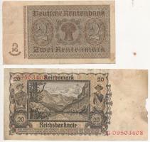 Német 3. Birodalom 1937. 2M + 1939. 20M T:III szakadás
German Third Reich 1937. 2 Mark + 1939. 20 M...