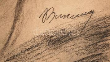 Barcsay jelzéssel: Női fej. Szén, papír, üvegezett keretben, 59×45 cm