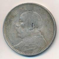 Kína 1914. 1$ (1Y) Ag hamisítvány "Yüan Shihkai" 6 karakter (26,8g) T:2,2-  China 1914. 1 Dollar (1 Yuan) Ag fake "Yüan Shihkai" 6 characters (26,8g) C:XF,VF