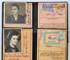 1950, 1963 Magyar Államvasutak közszolgálati alkalmazottak és családtagjaik részére kiállított arcképes igazolvány okmánybélyegekkel, 2 db