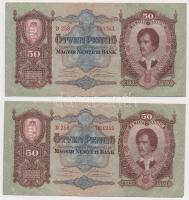 1932. 50P (4x) sorszámkövetők és közeli sorszámmal T:II,II- Adamo P14