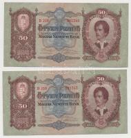 1932. 50P (4x) sorszámkövetők és közeli sorszámmal T:II,II-
Adamo P14