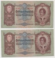 1932. 50P (4x), közte közeli sorszámmal is T:II- Adamo P14