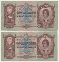 1932. 50P (4x), közte közeli sorszámmal is T:II-
Adamo P14