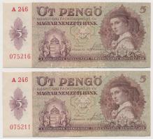 1939. 5P (5x), közte sorszámkövetők és közeli sorszámmal T:II egyiken fo. Adamo P6