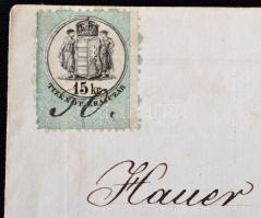 1872 A temesvári magyar királyi állami főreáltanoda által  kiállított bizonyítvány 15 kr okmánybélye...