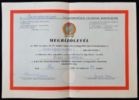 1953 Megbízólevél: Vas Zoltánt a Magyar Függetlenségi Népfront lajstromán országgyűlési képviselővé választották meg, 24x34cm