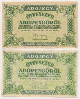 1946. 50.000AP (5x) mindegyik sor- és sorozatszám nélkül T:II-III  egyiken szakadások