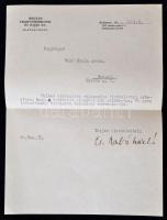 1941 Cs. Szabó László saját kezüleg aláírt hivatalos levele Bozó Gyula úrnak a Magyar Telefonhírmondó és Rádió Rt. fejléces papírján, 23x17cm