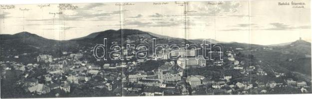 Selmecbánya, Banska Stiavnica; Öt részes látkép, kiadja Frantisek Müller / large 5 tile panoramacard