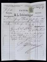 1870-1890 3 db díszes fejléces, Vasváry Györgynek kiállított számla(M.L. Schlesinger vaskereskedés é...