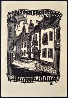 Otto Feil (1894-1985): Ex libris Wilhelm Müller. Linómetszet, papír, jelzett a linón, 13×9 cm