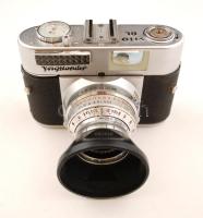 Voigtländer Vito BL 24x36 mm kamera Color-Skopar 1:3,5/50 mm objektívvel Prontor-SVS zárral, napellenzővel, bőrtokkal  / Vintage camera in good condition