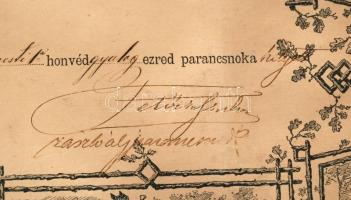 1893 Végelbocsátó levél magyar honvéd részére, kissé megviselt állapotban, szélein szakadásokkal