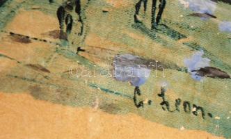 Ismeretlen alkotó: Párizs. Nyomat-vegyes technika, farost, 25x51 cm