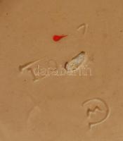 Fém fedeles München városképes díszes mázas kerámia söröskorsó, jelzett, kopásnyomokkal, m: 23 cm