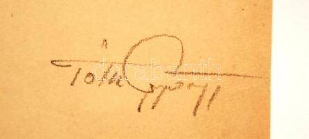 Tóth György: Női akt drapériával, ceruza rajz, papír, 37x25 cm