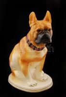 Porcelán bulldog, kézzel festett, jelzett ("KK"), belsejében sérüléssel, apró kopásnyomokkal, m: 24 cm