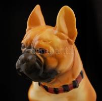 Porcelán bulldog, kézzel festett, jelzett ("KK"), belsejében sérüléssel, apró kopásnyomokk...