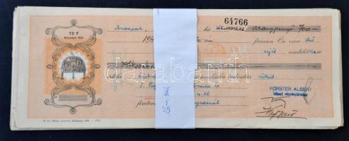 Budapest 1935-1940. 72f-es váltók (27x), kitöltve, bélyegzésekkel, némelyiken illetékbélyeggel T:III