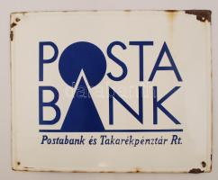 Postabank és Takarékpénztár Rt. zománcozott fém tábla, sérülésekkel, 49x39 cm