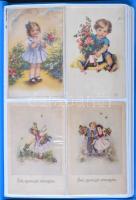 2 db képeslap album 192 db RÉGI motívumlappal, vegyes minőség; művész ( Peterson, Döcker, John Willi...