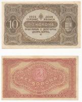 1915. 10K "Deutshösterreich" felülbélyegzéssel + 1920. 1K + 2K + 10K T:III