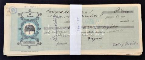 Budapest / Bátaszék / Szeged 1929-1932. klf Pengő névértékű váltók (9x), kitöltve, bélyegzésekkel, illetékbélyegekkel T:III