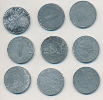 Német 3. Birodalom 1941-1944. 1pf Zn (9x) T:2,2-,3 German Third Reich 1941-1944. 1 Pfennig Zn (9x) C:XF,VF,F