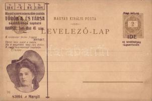 Budapest, Jobb part; az Ezredéves Országos Kiállítás díjjegyes képeslapja, felülnyomott szerencseszá...