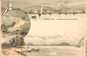 Balatonfüred, Tihany; az Ezredéves Országos Kiállítás díjjegyes képeslapja, felülnyomott szerencseszámos sorsjegyes hátoldallal