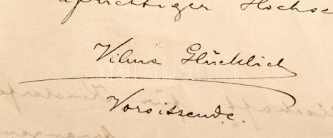 1914 Glücklich Vilma (1872 - 1927) tanár, a feminista mozgalom egyik vezetőjének saját kezű, 2 oldal...