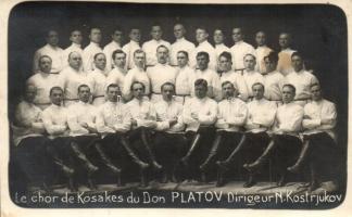 1929 Emlék képeslap a doni kozákok zombori hangversenyéről / Le chor de Kosakes du Don Platov, Dirigeur N. Kostrjukov / mens chorus of exiled Don cossacks, photo