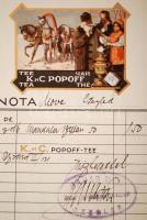 cca 1920 Popoff teakereskedő számlája, képes jelenettel / cca 1920 Popoff tea-vendor invoice
